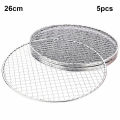 5Pcs/Set Round Disposable BBQ Grill Rack Roast Net Grate Barbecue Baking Pan. 