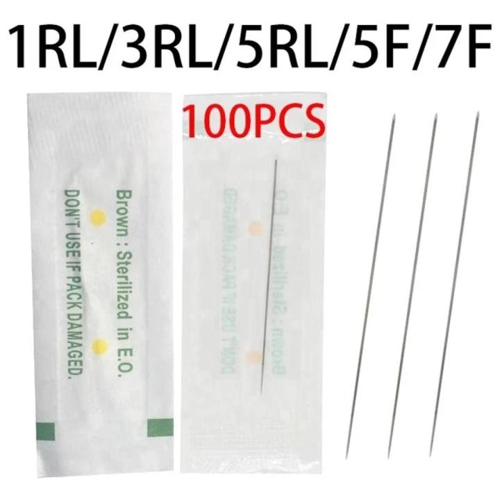 【The road to happiness Store】Sterilized Professional Tattoo 1/3/5/7 RL for Tattoo Eyebrow Machine Permanent Makeup Kit PMU 1R