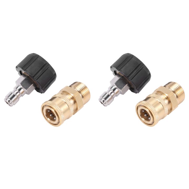 2X Pressure Washer Adapter Set M22 To 1/4 Inch Quick Connect Kit, M22 14Mm To 1/4 Inch Quick Connect Kit