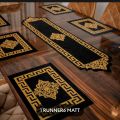 Table Dining Runner Mats 7 Pieces one Runner and 6 mats velvet fabric table decoration furniture decorate room style home improvement luxury velvet motive laser cutting applic work luxury style. 