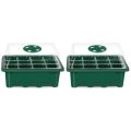 2X Seed Starter Trays Seedling Tray 12 Cells Humidity Adjustable Plant Starter Kit with Dome Greenhouse Grow Trays Green. 
