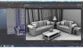 MAYA Indoor Scene Maya Living Room Corner Sofa Tea Table Pillow Desk Lamp Curtain Fruit Tray Model -03354. 