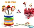 Cute Cartoon Fruit Fork and Ring Stand-Cartoon Shaped Stainless Steel Fruit Fork Set for Kids with Ring Stand. 