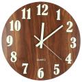 12 Inch Night Light Function Wooden Wall Clock Vintage Rustic Country Tuscan Style For Kitchen Office Home Silent & Non-Ticking Large Number Operated Indoor Clocks. 