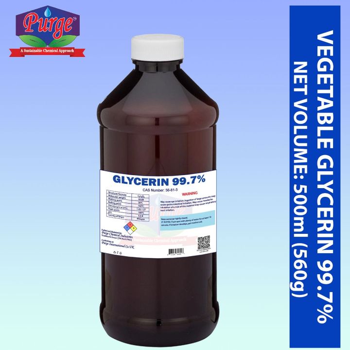 Purge Vegetable Glycerin 99.7% - Pure Food Grade 500ml - Humectant - Non GMO - Sustainable Palm Based - Cosmetic Grade