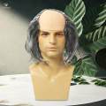 Old Man Balding Cap Balding Crazy Scientists for Theme Parties Halloween gray straight hair. 