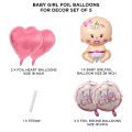 Baby Boy & Baby Girl Announcement It's A Boy It's A Girl Set of 5 Pcs Chrome Metallic Foil Baloon Reusable Balloon For Birthday Parties Decoration, Party Supplies, Kids Born Day. 