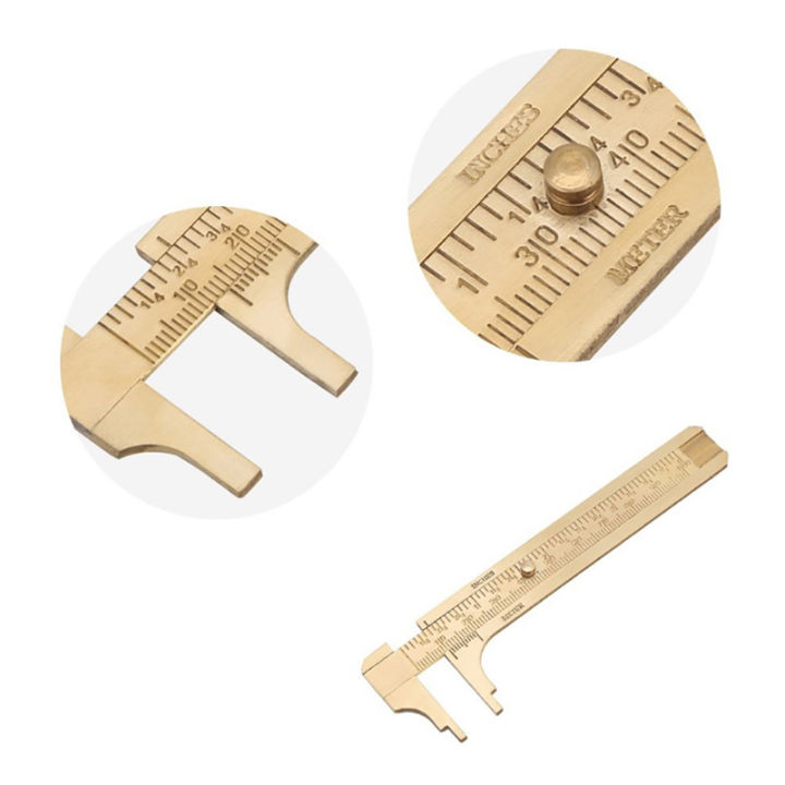 Brass Vernier Caliper - 100mm Double Scale Measuring Tool With MM/Inch Measurements