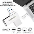 Lenovo USB 3. 0 16TB Type C To USB Flash Drive 2TB Pen Drive 128GB 256GB USB 3.0 Memory Stick flash Disk Type-C Pendrive. 