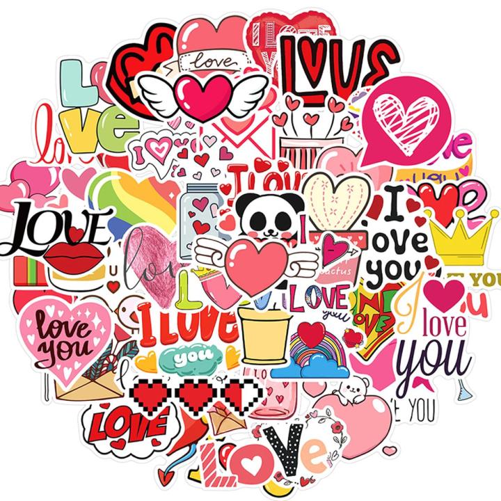 Pink Lover Sticker 50PCS LOVE Stickers For Notebook Laptop Pink Stickers Vintage Valentine ...