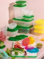 IKEA Pruta Food container, set of 17, transparent/green. 