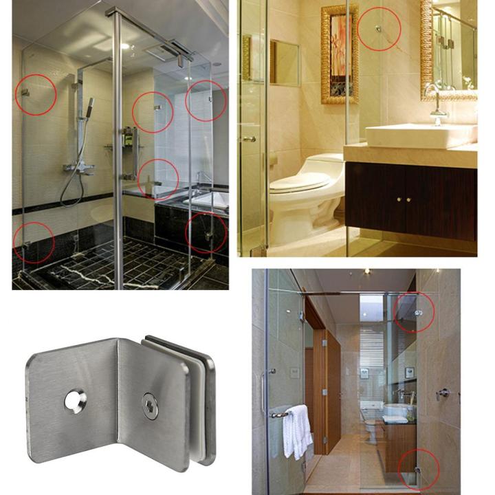 Stainless Steel Glass Clamp Clip for Shower Room Panel 90 degree Single