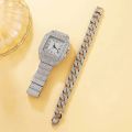 LooKeo Mall Diamond Encrusted Women's Bracelet Watch and Gold Wrist Watch Set - Luxury and Glamorous. 
