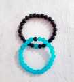 8MM SKY BLUE CRYSTAL BEADS COUPLE BRACLET-UNIQUE HAND MADE-BEADES BRACLET FOR MEN- BEADS BRACLETS FOR WOMEN-sky-blue beads-black beads-beads for jewelry-crystal beads-charming pearl beads bracelet-natural stone bracelet-natural gemstone bracelets-. 