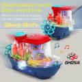 Transparent Gear Land-Ship Toy With Music & Lights 360° Transparent Lighting Rotating Cruise Ship- 3867. 