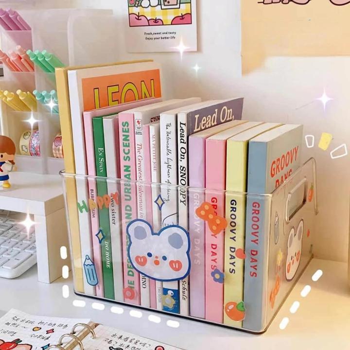 Table Bookshelf Storage Box Items Student Tools Organizer Desktop Transparent Acrylic Book Stand