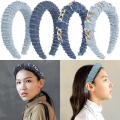 1 Pc Girls Fashion Headband Jean Head Bands Metal Hoop Design Blue Unique Style Women Elegant Padded Head Pieces. 