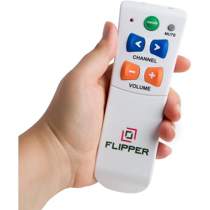 Flipper Big Button Remote for Seniors, Elderly - Universal TV - Set Favorite Channels - Learning - Supports IR Devices