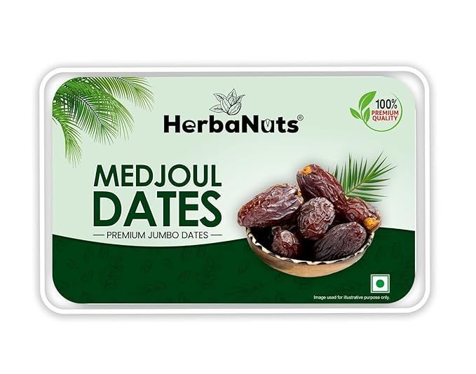 Herba Medjool Dates 500gms (Khajoor/Khajur), Black Seedless Dates| All Natural | No Preservatives | No Added Sugar | Dates Dry Fruits