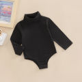 Infant Baby Spring Romper, Solid Color Long Sleeve Turtleneck High Stretch Jumpsuit for Boys Girls. 