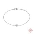 Aide 925 Sterling Silver Single Round White Zircon Chain Bracelets For Women 18K Gold Plated Simple Bracelet Temperament Jewelry. 