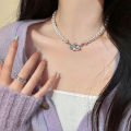Y2K Jewelry Chain Vintage Crystal Zircon Planet Saturn Pearl Choker Necklace Nicle. 
