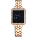 Luxury Full Diamond Touch Screen LED Quartz Watch Steel Band for Girl Ladies. 