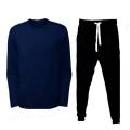 Plain Navy Blue T shirt With Matching Trouser Full Sleeves Round Neck Cotton T Shirts Sports Wear For Men. 