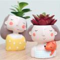 1xResin Cute Girl Succulent Planter Bonsai Pot Flowerpot Box Planter A. 