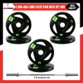 45kg Weight Plate Set - 2.5KG Pair Olympic Rubber Coated Weight Plates, 5KG Pair Olympic Rubber Coated Weight Plate, 10kg Pair Olympic Rubber Coated Weight Plate With 5 Feet Olympic Rod 2Inch. 