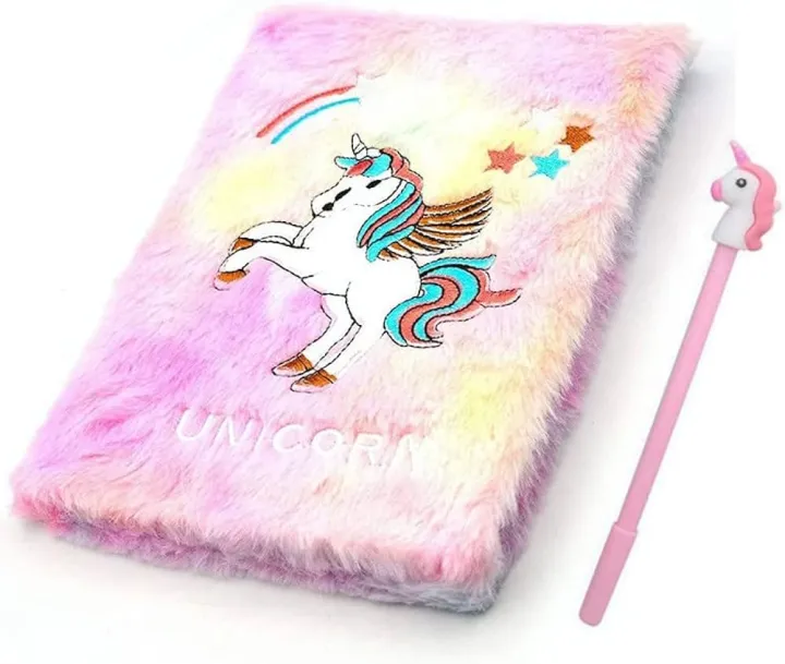 Soft unicorn diary notebook for girls with designer unicorn pen