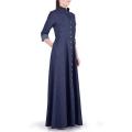 Tarseel - Navy Blue Maxi Style Denim Abaya for women. 