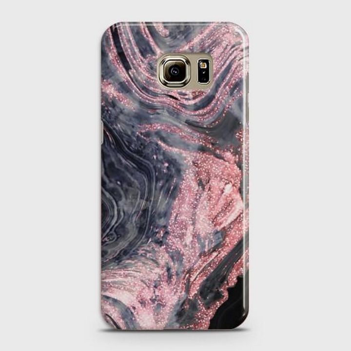 Samsung S6 Edge Plus Cover - SkinLee HQ Hard Case - Liquid Glitter Rose Gold Mesh - SKINLEE-162-1-30-91