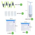 Sous Vide Bags 15Pack Reusable Electric Vacuum Food Storage Save Sealer Cooker with 1 Hand Pump,2 Size Sealed Bag,4 Clip. 