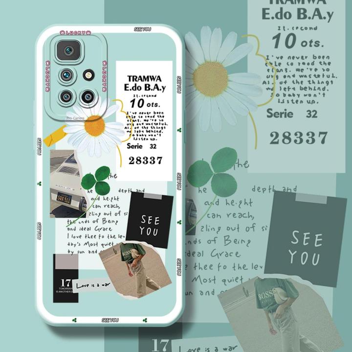 JIUMOO For Redmi 10 Case With New Design Cartoon Cute Flower Phone Case Shockproof Square Edge Softcase Pattern Silicone Casing Full Cover Angel Eye Camera Protection Cases