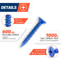 3/16 or 1/4 Concrete Screw Anchor Blue Flat Head Screws for Masonry Brick Block Cement Stucco (Boxed with Drill Bit). 