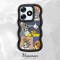 TA for Infinix Itel A70 Back Cover Macaron Wave Soft Silicone Mobile Phone Cover Cute Tom and Jerry Pattern Pattern Case. 