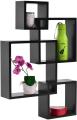 Wooden Intersecting Wall Shelves for Living Room, Bedroom | Wall Mount Shelf/Rack/Stand/Showcase for Home Decor - Wall Hanging Storage Unit, Set of 4 – Black (Customize Colours Available). 