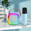K12 Mini Outdoor Karaoke Bluetooth Speaker Portable Microphone Audio With double wheat Microphone Home Karaoke Speaker multifunctional AUX/TF Card/u disk/TYPE-C. 
