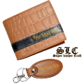 Leather Wallet and keychain Gift Set with customized name engraving ( Cow Leather ) * Super Leather Craft *. 