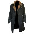 Men Long Gosling Synthetic Leather Cotton Black Coat Winter Jacket. 