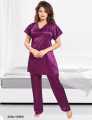 Silk Night Dress Trouser Shirt Night Suit Set Silky Stain Pajama Sets Sleepwear .Soft Silky Stuff Material For Women And Girls. 