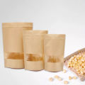 12x20 cm  food Grade Kraft paper stand up Pouches 100pcs/Lot Brown kraft paper stand up pouch, stand up paper bags with window and zipper Packaging material, packaging box, packaging bags food container, food. 