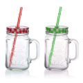 2 Pieces Mason Glass Jar Mug With Straw - 430 ML. 