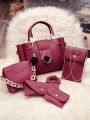 5 PIECE hand bag for girls, bags for girls, Bags for women BAG Luxury Brand 5 pcs/set Women's Cross Body & Shoulder Bag - Large Capacity Women Bag Ladies Leather Tote Fashion Shoulder Bags for Women 2024 with Wallet Bags for girls. 