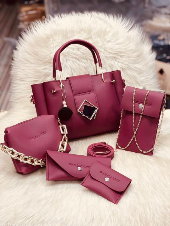 5 PIECE hand bag for girls, bags for girls, Bags for women BAG Luxury Brand 5 pcs/set Women's Cross Body & Shoulder Bag - Large Capacity Women Bag Ladies Leather Tote Fashion Shoulder Bags for Women 2024 with Wallet Bags for girls