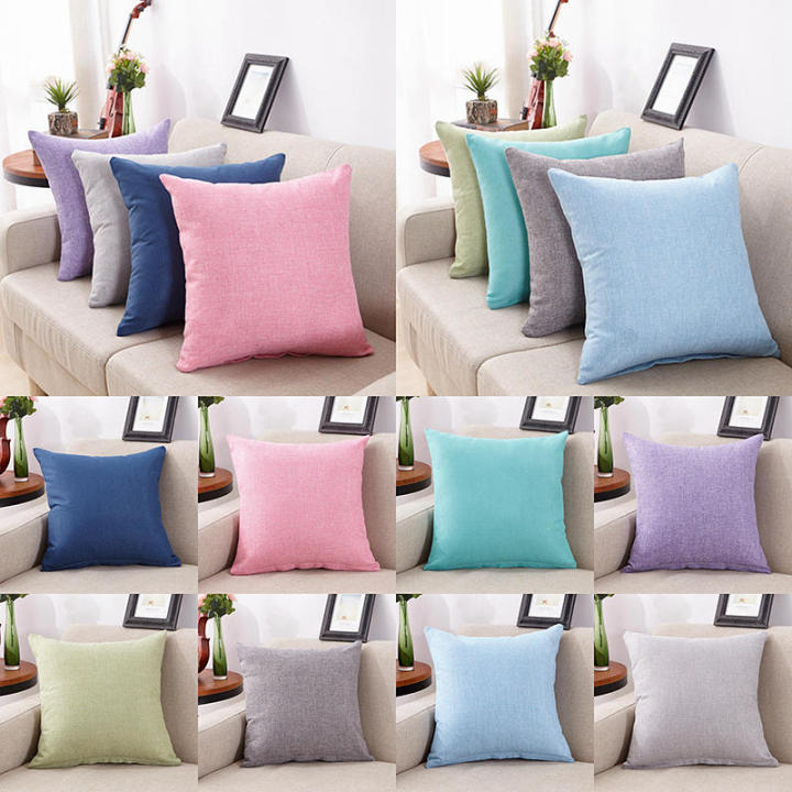 Home Cotton And Linen Cushion Cover 40x40 Solid Color Yellow Gray Blue Green White Home Decorative Anti-Dirty Pillows Case Sofa