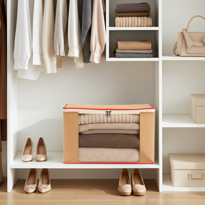 storage box – storage bag – storage box for clothes – storage organizer – organizer – clothes storage bag – storage – wardrobe organizer –Storage Bag Large Jumbo Black with Rose Flower Design Bedroom Clothes Storage Bag, Non Woven Water Proof Handle Style