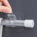 2/4Pcs Nail-Free Adjustable Curtain Rod Holder Hooks Self-adhesive Wall Mount Curtain Pole Wall Brackets Waterproof Fixed Clip. 