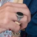 Original Aqeeq Stone 925 Silver / Chandi Turkish Men's Ring. 